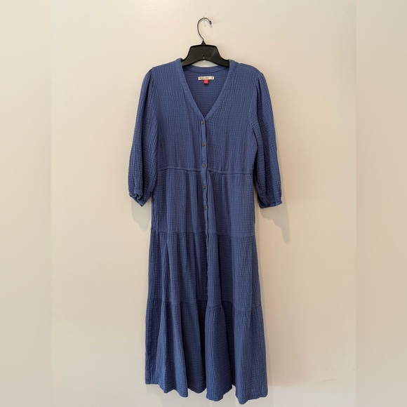 Marine Layer Willow Double Cloth Midi Dress in Periwinkle, M - Picture 6 of 13